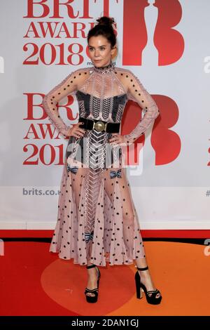 Anna Friel nimmt an den Brit Awards 2018 Teil, die am 21. Februar 2018 in der O2 Arena in London, England, ausgetragen werden. Stockfoto