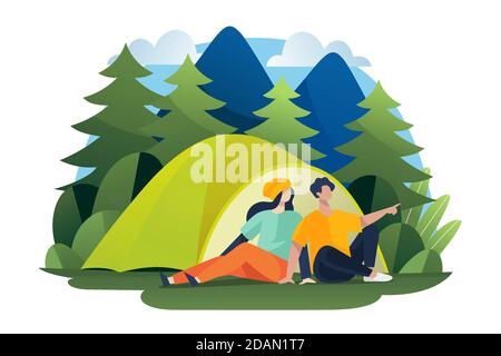 Öko Tourismus Konzept Vektor Illustration Stock Vektor