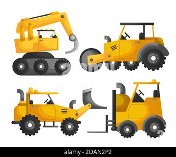 Bagger Maschinen Sammlung Vektor Illustration Stock Vektor