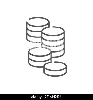 Münzen Symbol, Farbe, Linie, Kontur Vektor-Zeichen, lineare Stil Piktogramm isoliert auf weiß. Symbol, Logo-Illustration. Bearbeitbare Kontur. Pixel perfekt Stock Vektor