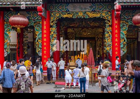 Guan Yin Shrine Thien Fah Foundation beliebte Bangkok Attraktionen Reise Lage in Chinatown Yaowarat Road.18 Oktober 2020, Bangkok, THAILAND. Stockfoto