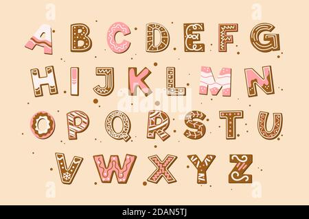 Lebkuchen weihnachten Alphabet Illustration Vektor Stock Vektor