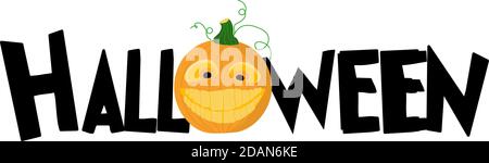 Vektor-Schriftzug Happy Halloween. Fröhliche Illustration. Isoliert auf weißem Hintergrund Stock Vektor
