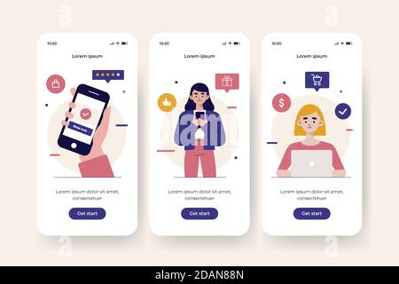 Kaufen Online Onboarding App Bildschirme Vektor Illustration Stock Vektor