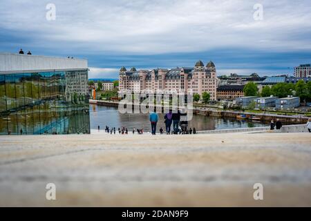 Blick vom Opernhaus in oslo Stockfoto