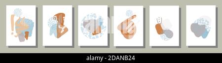 Abstraktes Poster mit geometrischen Formen und Punkten. Modisches Design. Modernes Bannerdesign Stock Vektor