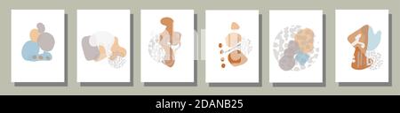 Abstraktes Poster mit geometrischen Formen und Punkten. Modisches Design. Modernes Bannerdesign Stock Vektor