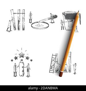 Wasseraufbereitung - Geräte für die Reinigung Wasserpipette, Kolben, Flasche, Filter Vektor Concept Set Stock Vektor