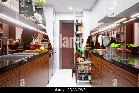 3D-Render der modernen Küche Stockfoto
