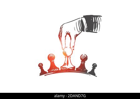 Strategie, Geschäftsmann, Taktik, Überlegenheit Konzept. Von Hand gezeichneter isolierter Vektor. Stock Vektor
