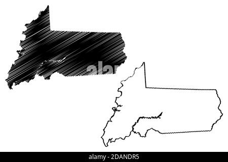 Wicomico County, Maryland (U.S.-County, Vereinigte Staaten von Amerika, USA, U.S., US) Karte Vektorgrafik, Scribble Skizze Wicomico Karte Stock Vektor