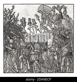 Triumphe Caesars, 1492, von Andrea Andreani nach Andrea Mantegna, Faksimile des 19. Jahrhunderts Stockfoto