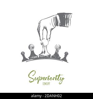 Strategie, Geschäftsmann, Taktik, Überlegenheit Konzept. Von Hand gezeichneter isolierter Vektor. Stock Vektor