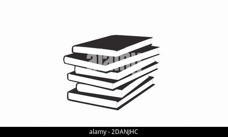 Vektor isolierte Bücher Schwarz-Weiß-Symbol Stock Vektor