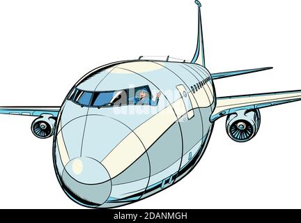Das Flugzeug ist ein Passagierflugzeug. Reise- und Lufttransport Stock Vektor
