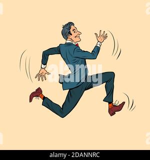 Geschäftsmann in einem Anzug läuft schnell Stock Vektor