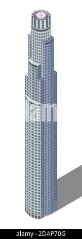 DER TURM DER US Bank ist im isometrischen Stil gefertigt. Der höchste Turm in Los Angeles. Das Gebäude einer großen amerikanischen Bank. Vektor. Skyspace-Gebäude. Stock Vektor