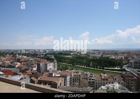 Blick auf die Stadt Lleida von der Burg von Suda Stockfoto