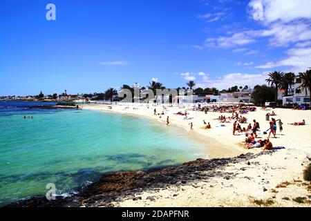 'Playa de Corralejo Viejo' im Corralejo auf Fuerteventura, Spanien Stockfoto