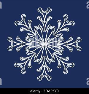 Das weiße Schneeflocken-Symbol ist vor einem blauen Hintergrund isoliert. Stock Vektor