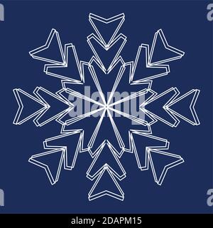 Das weiße Schneeflocken-Symbol ist vor einem blauen Hintergrund isoliert. Stock Vektor