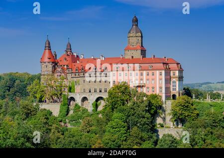 Schloss Ksiaz (Ger.: Fürstenstein). Niederschlesien Provinz, Polen. Stockfoto