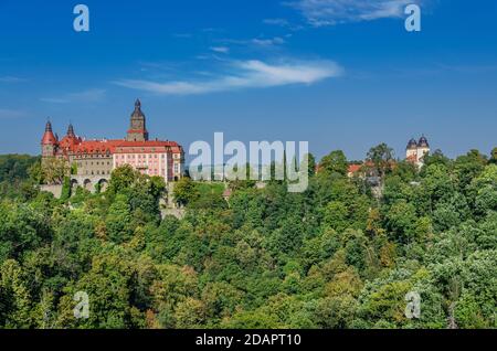 Schloss Ksiaz (Ger.: Fürstenstein). Niederschlesien Provinz, Polen. Stockfoto