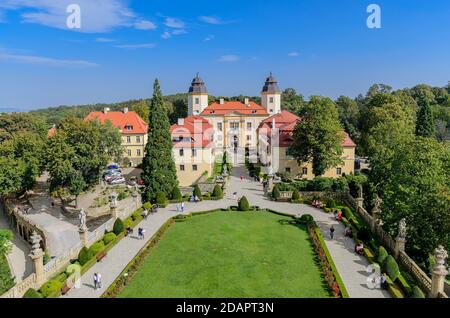 Schloss Ksiaz (Ger.: Fürstenstein). Niederschlesien Provinz, Polen. Stockfoto