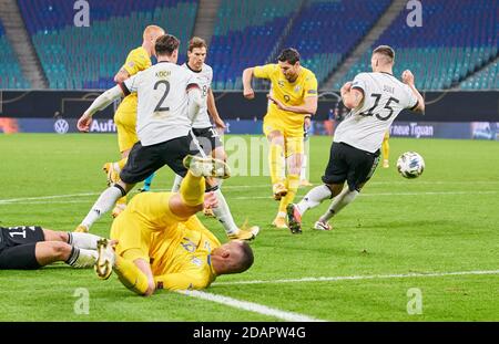 Leipzig, Deutschland. November 2020. Roman JAREMTSCHUK, UKR 9 Punkte, schießt Tor, Treffer, 0-1 im Spiel DEUTSCHLAND - UKRAINE UEFA Nations League, Deutsche Fußball Nationalmannschaft, DFB , Saison 2020/2021 in Leipzig, Deutschland, 14. November 2020 © Peter Schatz / Alamy Live News wichtig: Die DFB-Vorschriften verbieten die Verwendung von Fotos als Bildsequenzen und/oder quasi-Video. Quelle: Peter Schatz/Alamy Live News Stockfoto