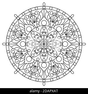 Mandalas zum Ausmalen. Dekorative Schwarze und Weiße, runde Umrisse Ornament. Ungewöhnliche Blume. Oriental Vektor- und Anti-Stress-Therapie Muster Stock Vektor