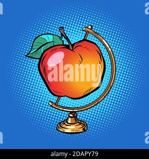 Globe international reifen roten Apfel Stock Vektor