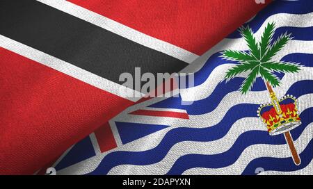 Trinidad und Tobago und British Indian Territory zwei Flaggen Textil Stoff Stockfoto