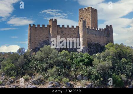 Schloss Almourol am Fluss Tejo, Ribatejo, Portugal Stockfoto