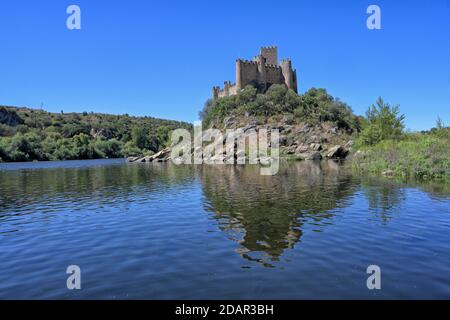 Schloss Almourol am Fluss Tejo, Ribatejo, Portugal Stockfoto