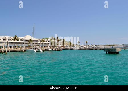 Ankern Sie in Key West Marina Yacht Stockfoto