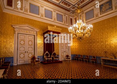 Thron für König und Königin, Königsbau, Wohnungen des Königs und der Königin, Münchner Residenz, München, Oberbayern, Bayern, Deutschland Stockfoto