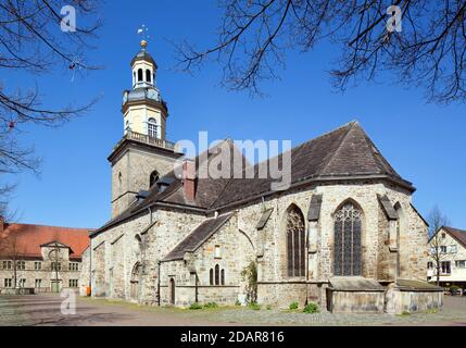 Evangelische Stadtkirche St. Nikolai, Rinteln, Weserbergland, Niedersachsen, Deutschland Stockfoto