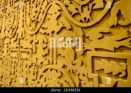 Relief der Mauer aus Lehmziegel, adobe, Ruinen von Chan Chan, Trujillo, La Liberdad Region, Peru Stockfoto