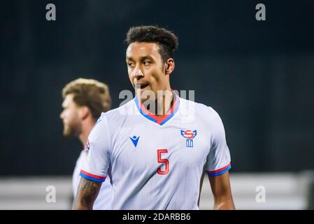 RIGA, LETTLAND. November 2020. Sonni Nattestad, während der UEFA NATIONS LEAGUE Spiel zwischen der Nationalmannschaft Lettland und der Nationalmannschaft Färöer. Kredit: Gints Ivuskans/Alamy Live Nachrichten Stockfoto