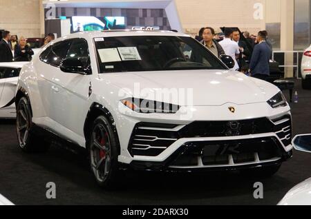 Philadelphia, Pennsylvania, USA - 10. Februar 2019 - EIN 2019 Lamborghini Urus SUV Crossover in weißer Farbe Stockfoto