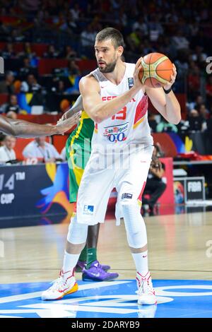 Marc Gasol (Spanien) gegen Senegal. Basketball-Weltmeisterschaft 2014 Stockfoto