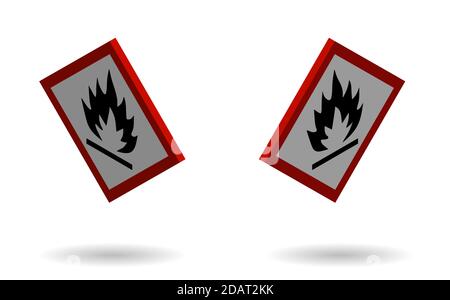 Isometrisches Brandgefahrenschild isoliert auf transparentem Hintergrund Stock Vektor