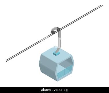 Kabine des Skilifts in isometrischer Ansicht. Isolierter Vektor auf weißem Hintergrund Stock Vektor