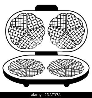 Waffeleisen, Maker zum Backen von Süßigkeiten in einem flachen Stil. Vektor auf weißem Hintergrund isoliert Stock Vektor