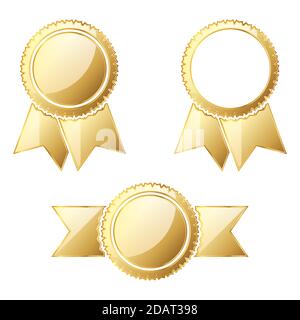 Satz von Goldmedaillen. Vektorgrafik. Auszeichnung mit Goldmedaille. Award-Symbol isoliert. Gewinner-Symbol. Stock Vektor