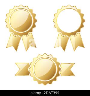 Satz von Goldmedaillen. Vektorgrafik. Auszeichnung mit Goldmedaille. Award-Symbol isoliert. Gewinner-Symbol. Stock Vektor