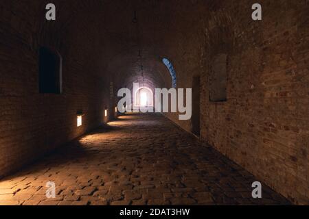 Brno, Mähren, Tschechische Republik - September 12 2020: Kasematte Innenraum in Schloss Hrad Spilberk, ein mittelalterliches Gefängnis Stockfoto