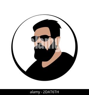 Hipster-Gesicht, Vektor-Illustration, flacher Stil Stockfoto