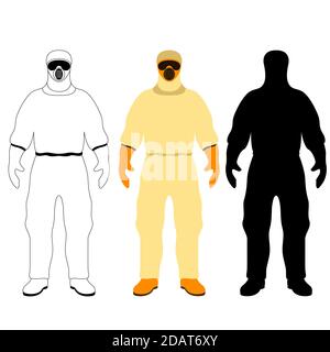 Set Mann in Schutzkleidung, Vektor-Illustration, flachen Stil Stockfoto