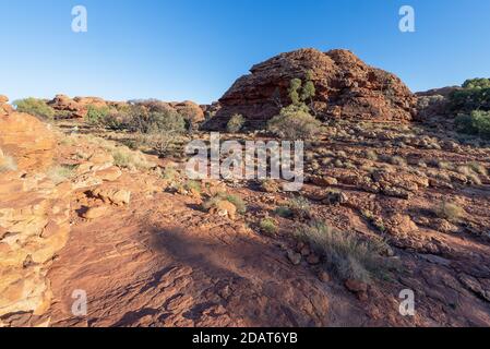 Die abgelegene Trockenlandschaft im Kings Canyon, Northern Territory, Australien Stockfoto